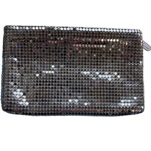 Lyrella Vintage Silver Metallic Mesh Clutch Flaws